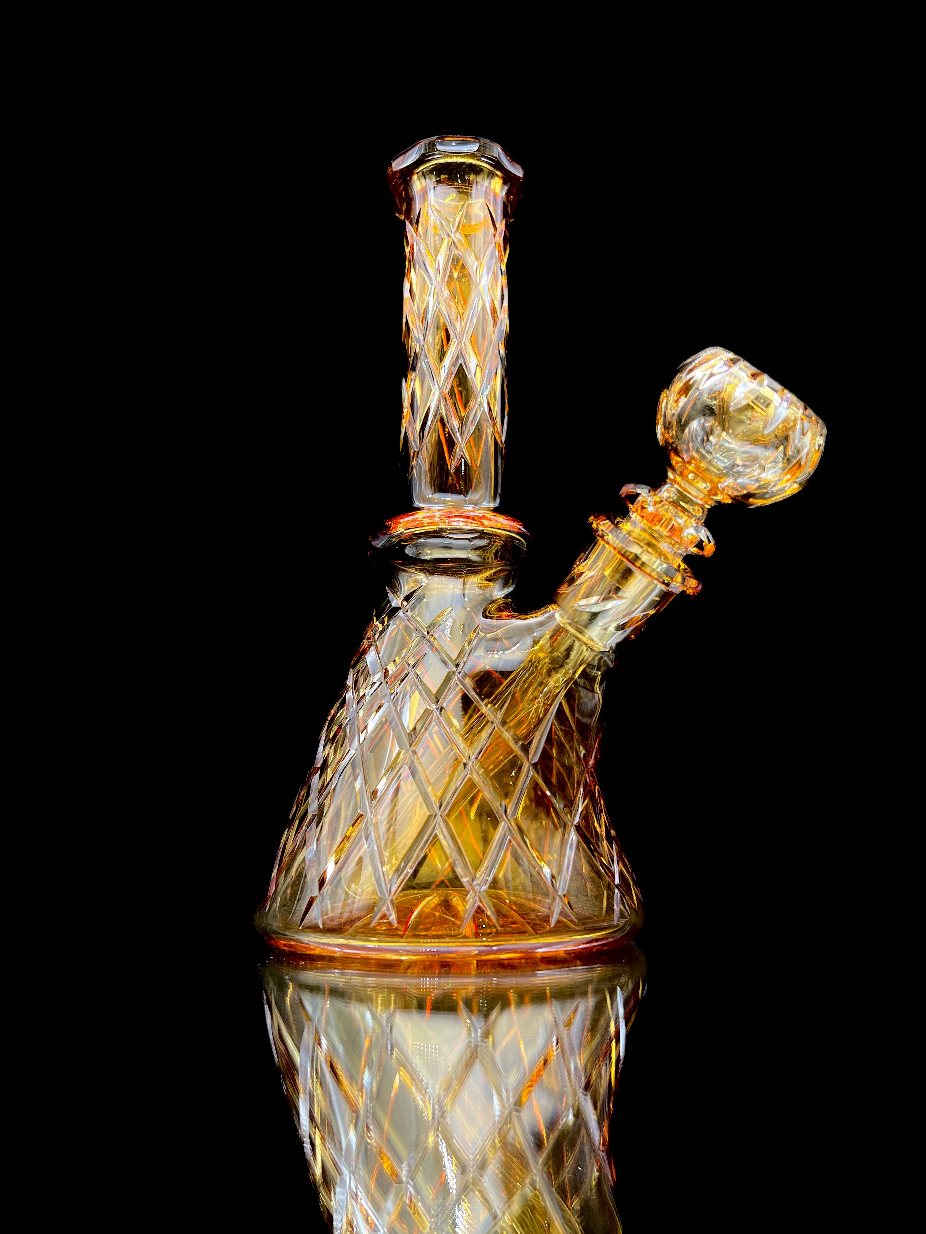 Kurt B Brilliant Cut Amber Beaker