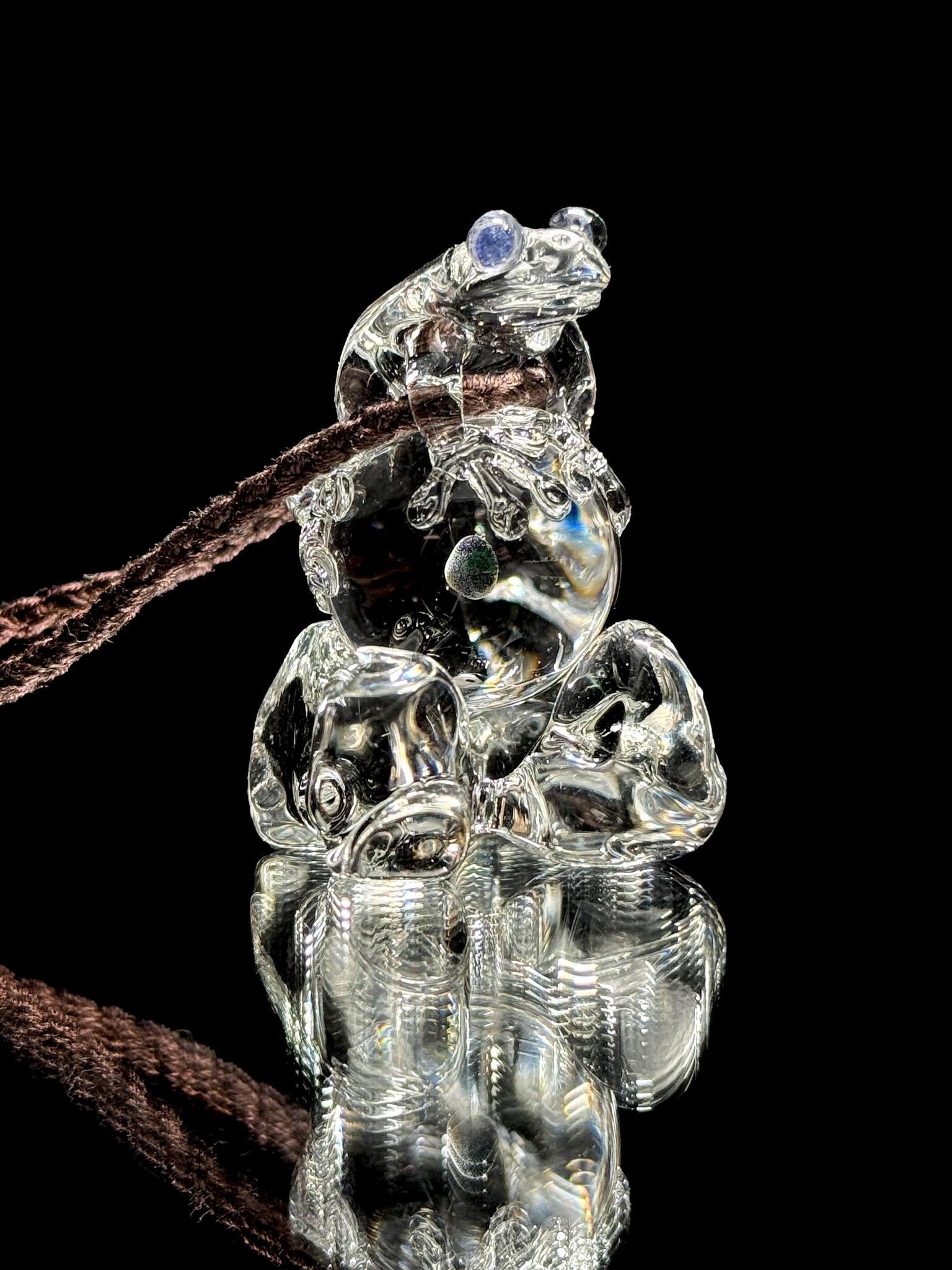 Kentaro Glass Clear Frog Pendant