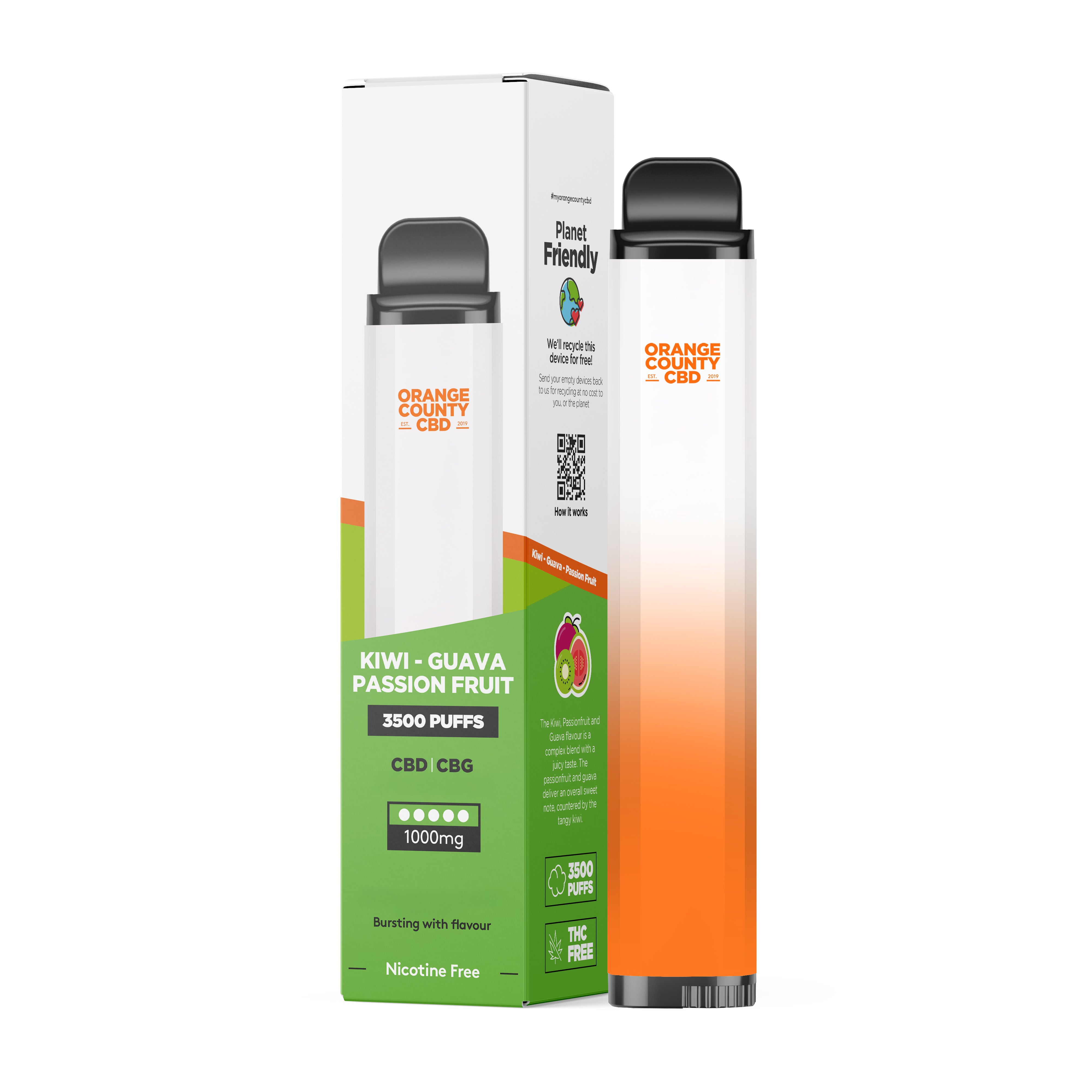 Kiwi - Guava & Passion Fruit 3500 Puff - CBD/CBG (1000mg)