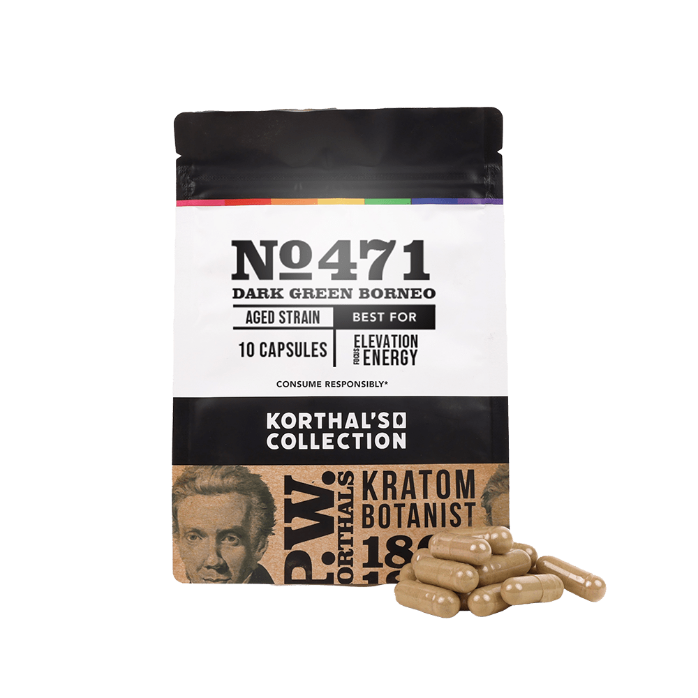 No 471 Dark Green Borneo Kratom Capsules